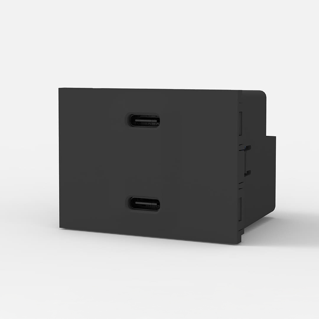 MÓDULO CARGADOR USB DOBLE C+C GRIS